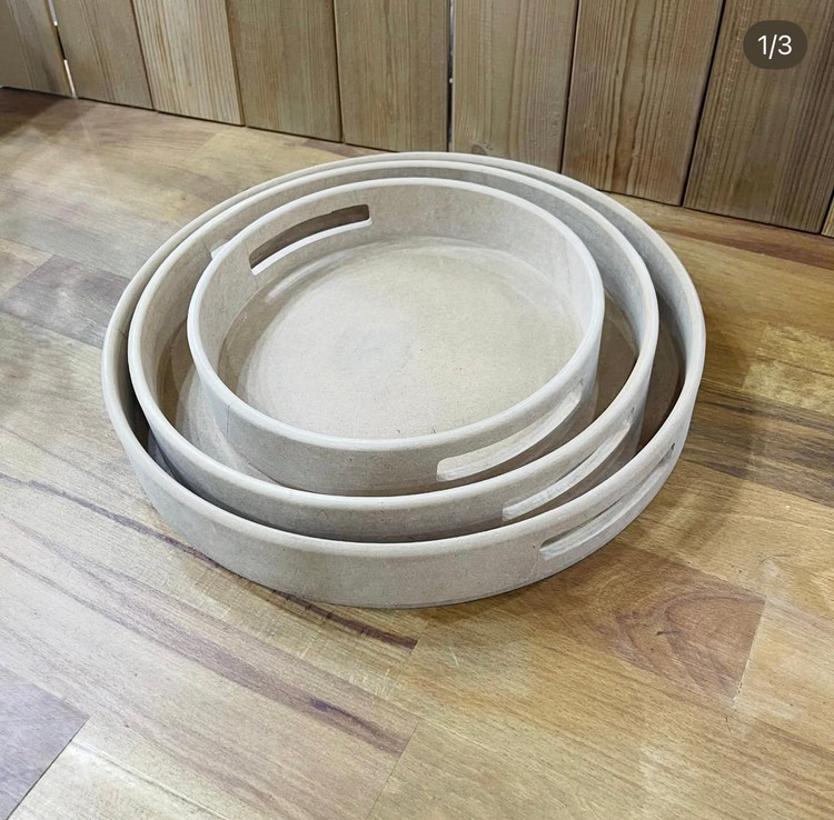 سینی چوبی گرد دسته دار